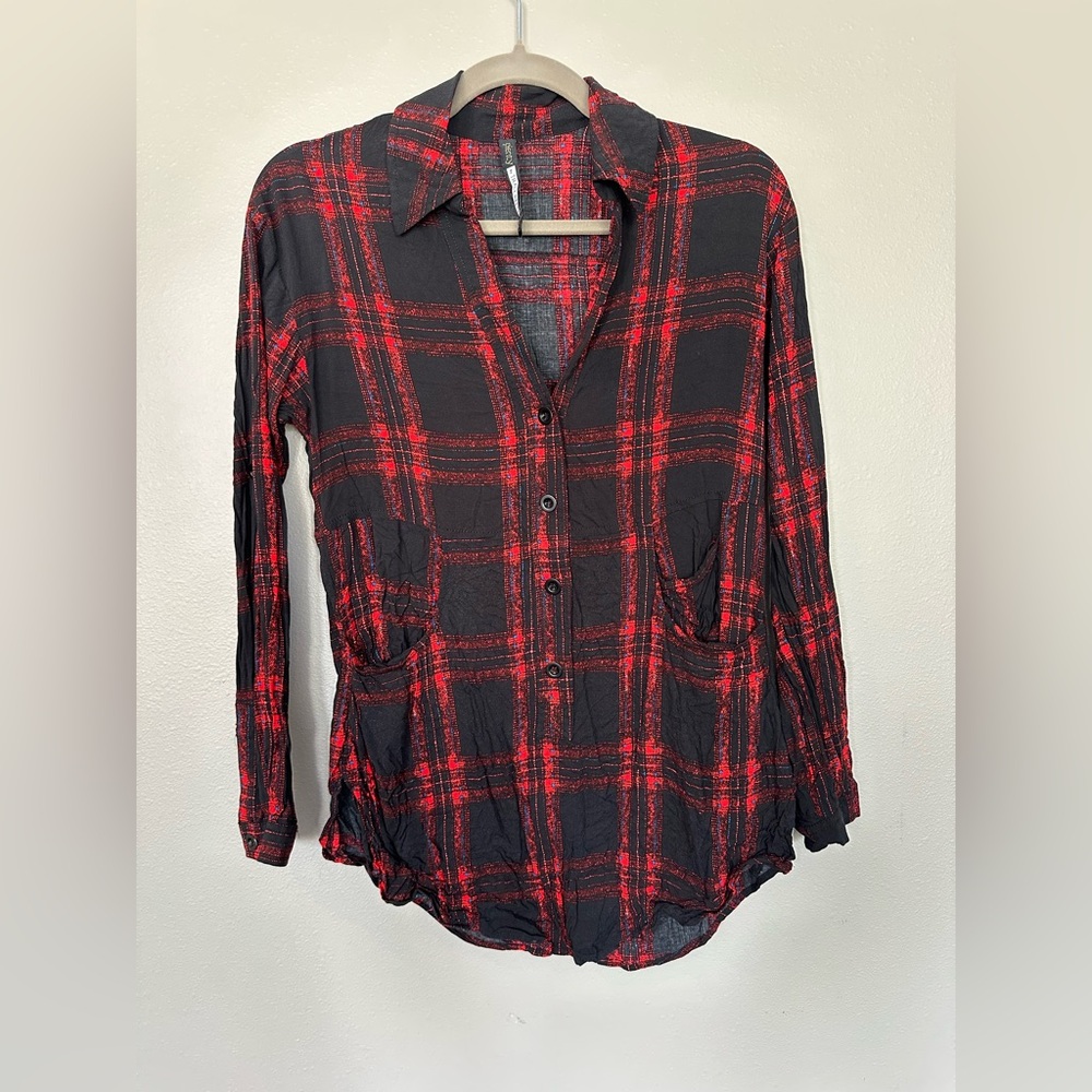 Plenty by Tracy Reese Red and Black Plaid Button-Down Shirt
